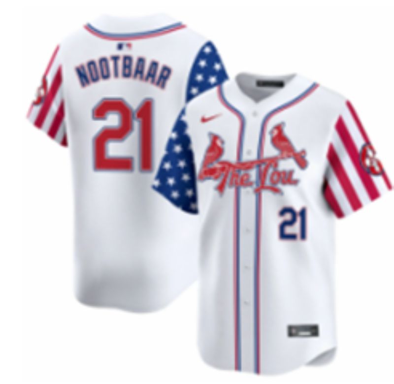 Men 2025 St.Louis Cardinals #21 Nootbaar White a generation of national flags Joint Name Nike MLB Jersey style 1